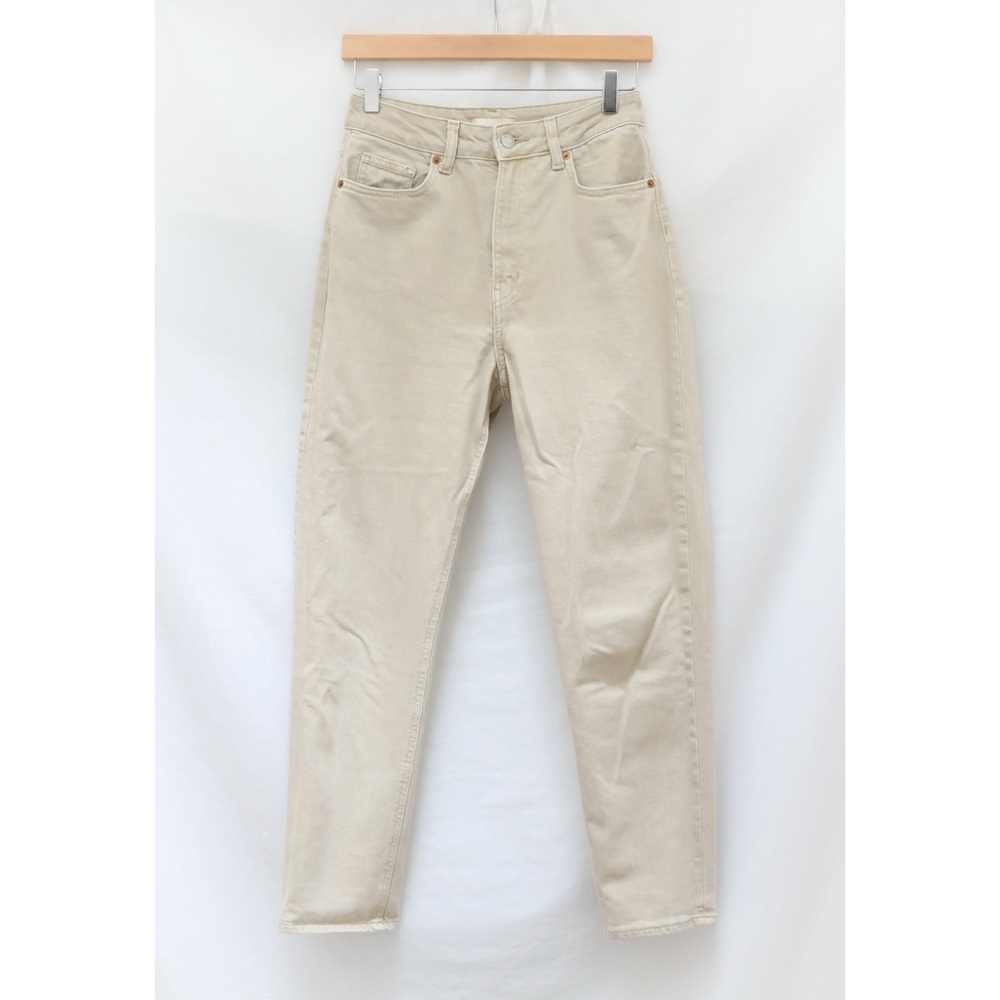 H&M slim skinny jeans beige sand muted light denim casual basic staple 4 small